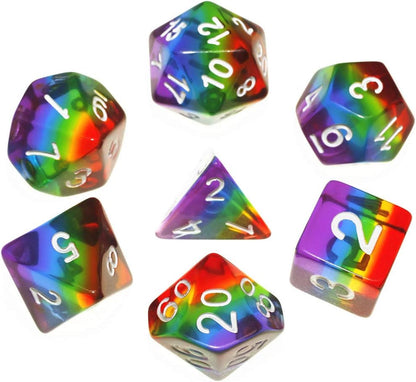 Premium Polyhedral RPG Rainbow Dice Set for Dungeons and Dragons, Magic: The Gathering, Pathfinder, and Tabletop Games with Storage Pouch