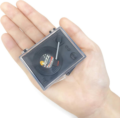 1:12 Scale Mini Record Player with 4 Pcs Miniature Records Set, Realistic Vinyl Records Model, Exquisite Dollhouse Furniture & Accessories