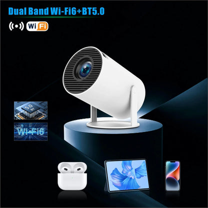 【Dealsforyou】 Portable Projector, 2.4/5G Wifi Smart Projector, 360° 4K HD LED , BT 5.2, 200 Inch Screen,Built-In Speaker, Home Video Projector,For Valentine’S Day Gift