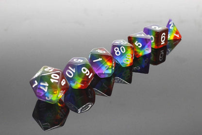 Premium Polyhedral RPG Rainbow Dice Set for Dungeons and Dragons, Magic: The Gathering, Pathfinder, and Tabletop Games with Storage Pouch