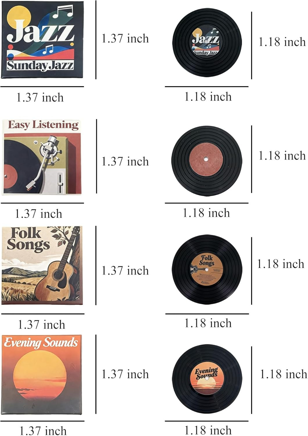 1:12 Scale Mini Record Player with 4 Pcs Miniature Records Set, Realistic Vinyl Records Model, Exquisite Dollhouse Furniture & Accessories