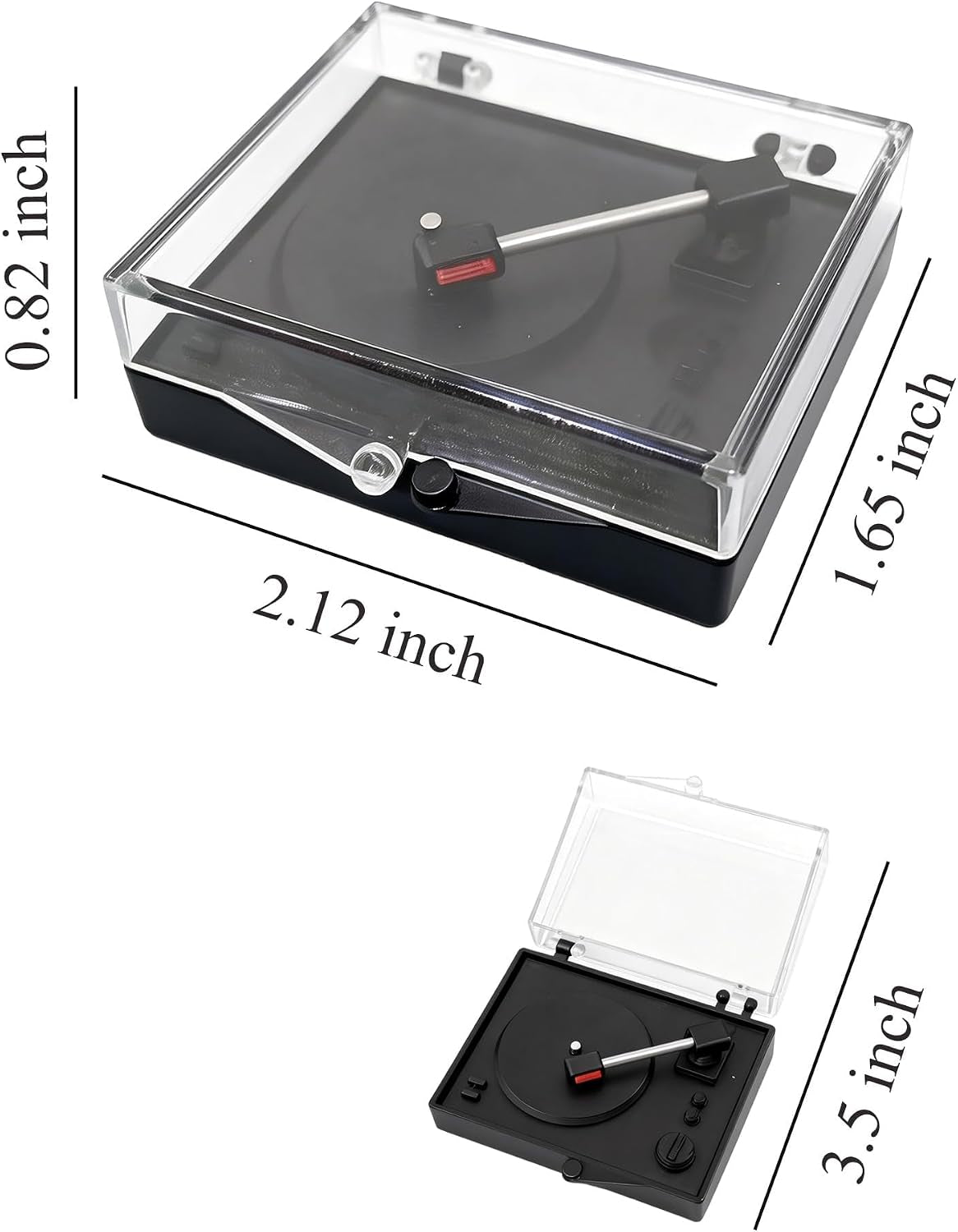 1:12 Scale Mini Record Player with 4 Pcs Miniature Records Set, Realistic Vinyl Records Model, Exquisite Dollhouse Furniture & Accessories