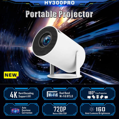 【Dealsforyou】 Portable Projector, 2.4/5G Wifi Smart Projector, 360° 4K HD LED , BT 5.2, 200 Inch Screen,Built-In Speaker, Home Video Projector,For Valentine’S Day Gift