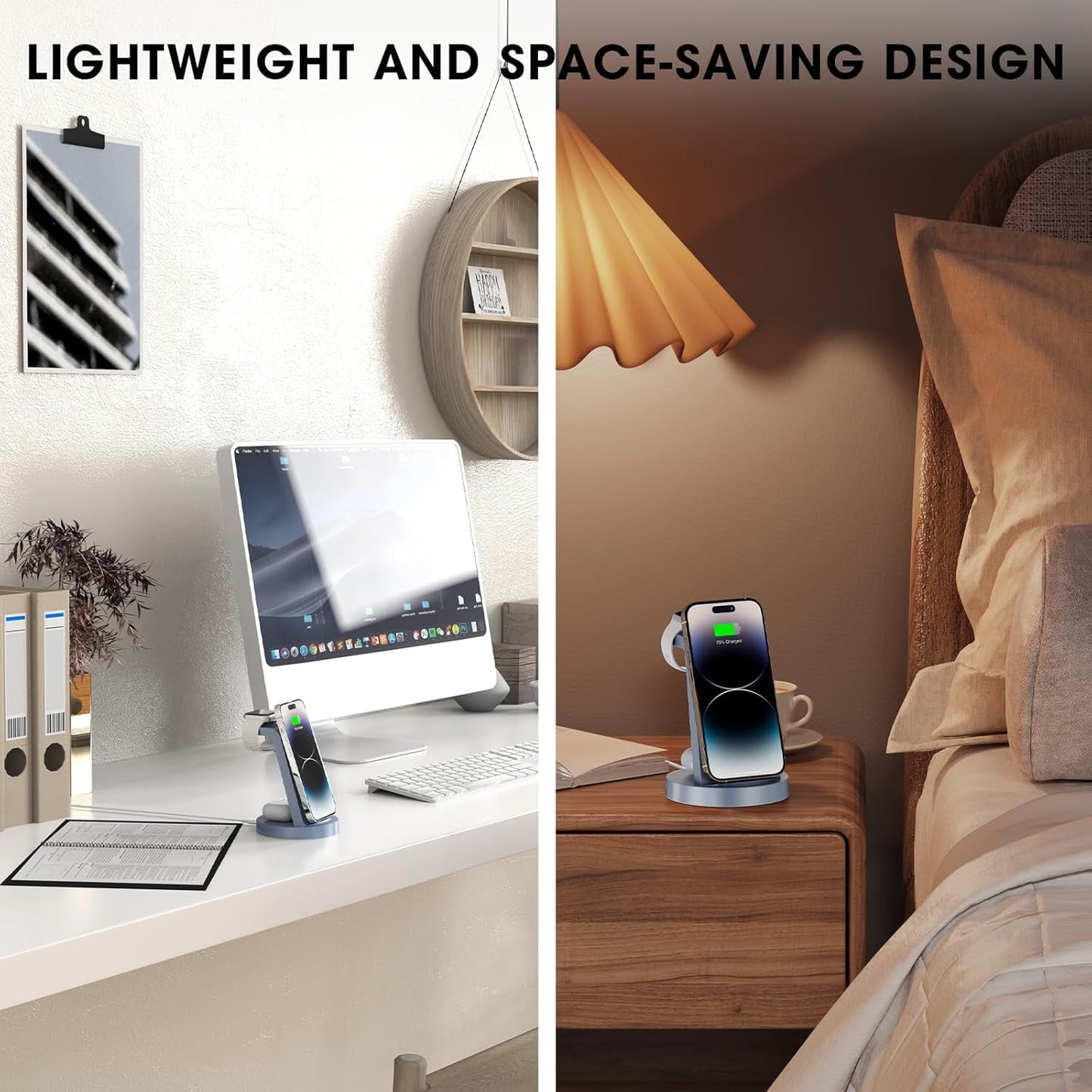 Ultimate 3-in-1 Wireless Charging Station for iPhone, Apple Watch & AirPods - Fast Charging Dock in Blue
