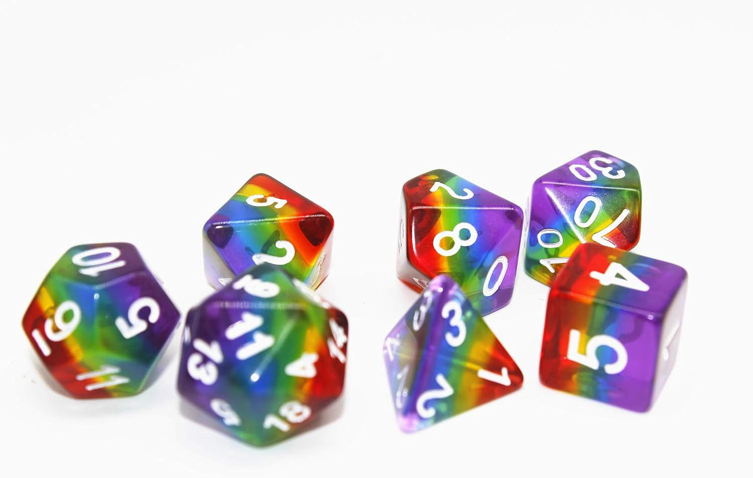 Premium Polyhedral RPG Rainbow Dice Set for Dungeons and Dragons, Magic: The Gathering, Pathfinder, and Tabletop Games with Storage Pouch