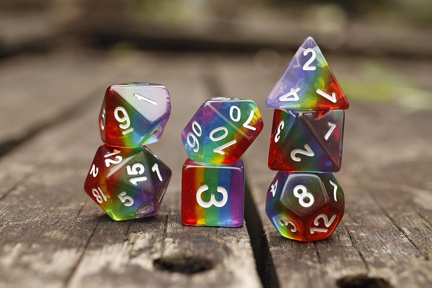 Premium Polyhedral RPG Rainbow Dice Set for Dungeons and Dragons, Magic: The Gathering, Pathfinder, and Tabletop Games with Storage Pouch