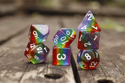Premium Polyhedral RPG Rainbow Dice Set for Dungeons and Dragons, Magic: The Gathering, Pathfinder, and Tabletop Games with Storage Pouch