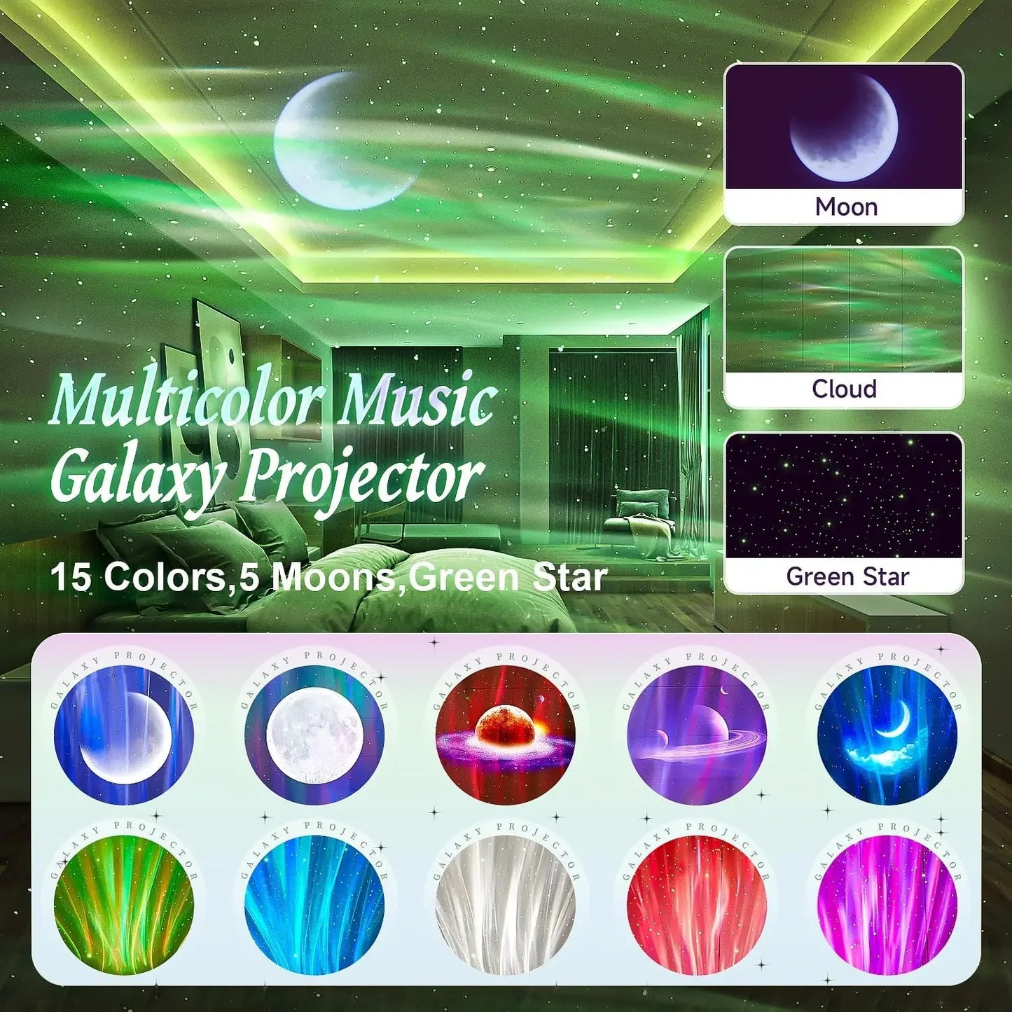 Transform Your Space with the Galaxy Projector Northern Lights - Enchanting Starry Sky Night Light for Bedroom and Gaming Room, Perfect Gift for Kids and Adults
