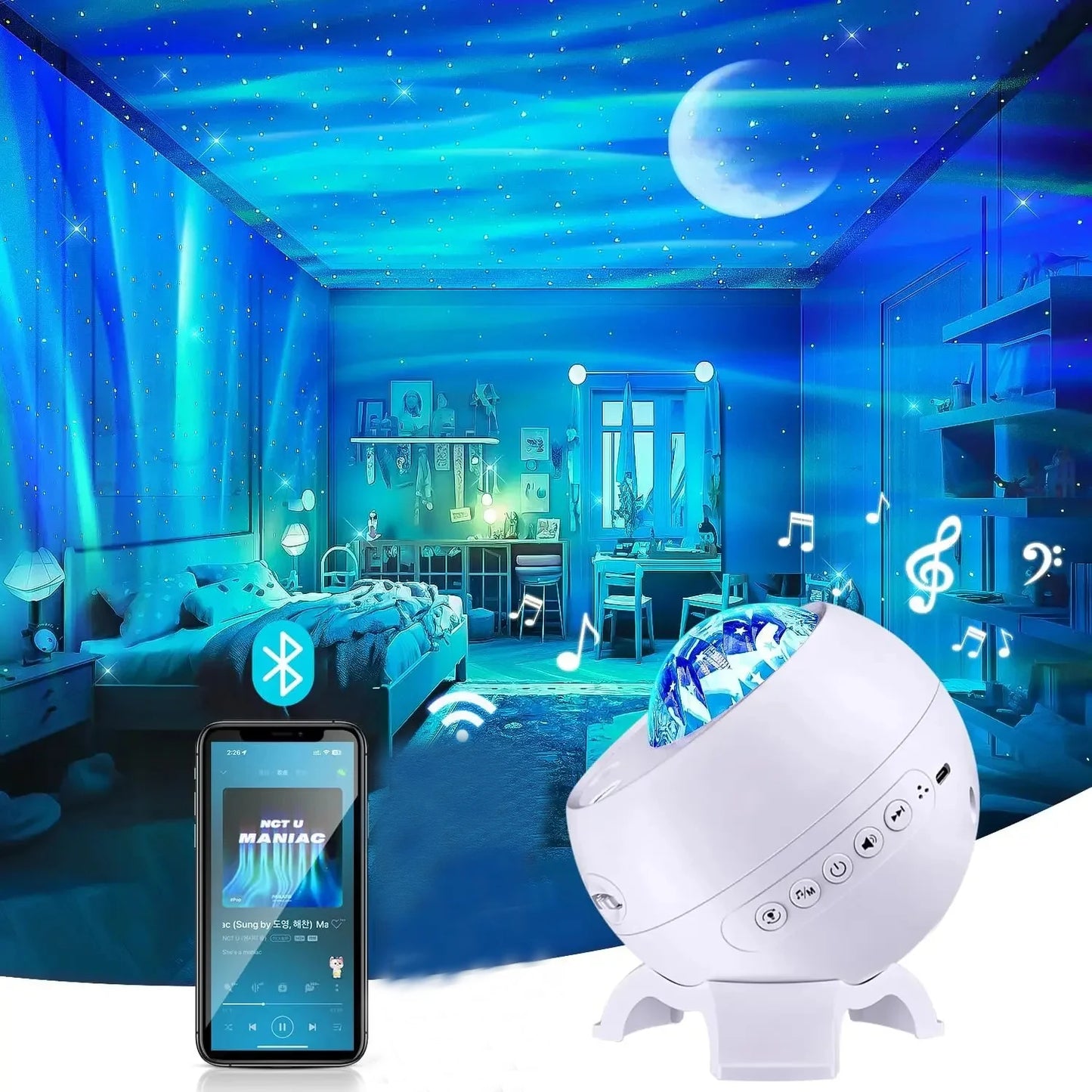 Transform Your Space with the Galaxy Projector Northern Lights - Enchanting Starry Sky Night Light for Bedroom and Gaming Room, Perfect Gift for Kids and Adults